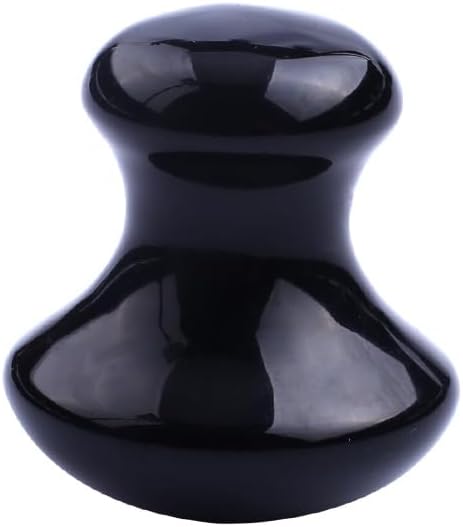 1 Pc Mushroom Jade Gua Sha Facial Tools, Jade Roller Guasha Massage Black Jade Stone Mushroom Shaped Face Lift Remove Wrinkles Massager for Women Spa, Gua Sha Massage Knobs for Body Relaxing-FemmiqueWomen