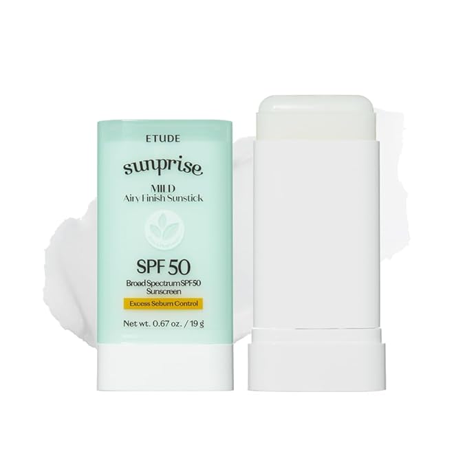 ETUDE Sunprise Mild Airy Finish Sunstick SPF50+ PA++++ Powdery sunscreen, Vegan, Non-Greasy, Sebum Control, Matte Finish, Sensitive Skin Friendly, 19g-FemmiqueWomen