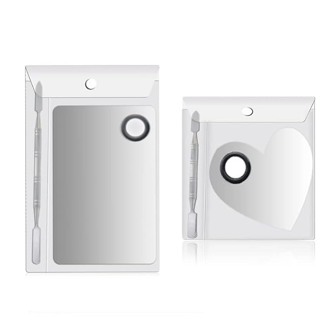 2 Pack Makeup Palette,Stainless Steel Cosmetic Mixing Palette with Spatula Tool for Foundation Nail Art Eyeshadow, Silver-FemmiqueWomen