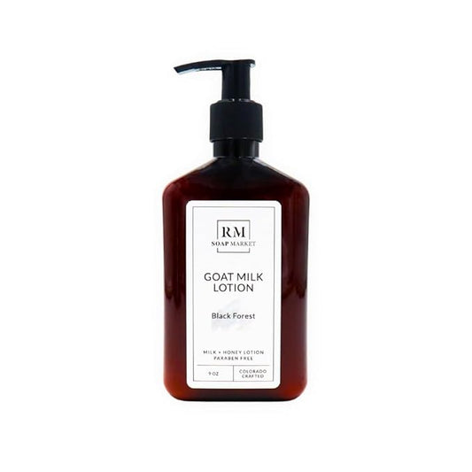Goat Milk Lotion, Black Forest Fragrance, Hydrating Lotion for Men and Women, Infused With Nourishing Goat Milk, Shea Butter, Sunflower Oil, and Aloe, Soft Amber & Tobacco Scent, 9 Oz-FemmiqueWomen