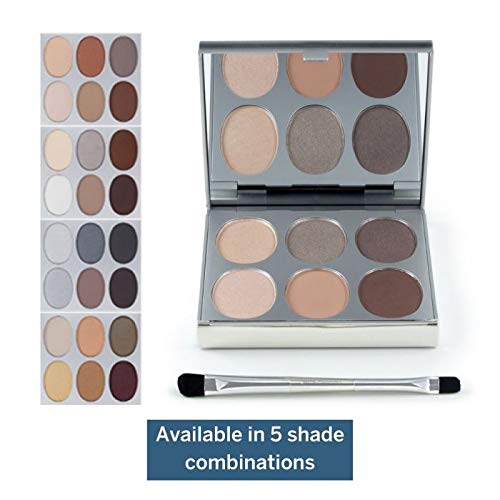 Jerome Alexander New Again Eyeshadow Palette & Brush, 6 Buildable & Blendable Micronized Powder Shades (Bright Definition)-FemmiqueWomen
