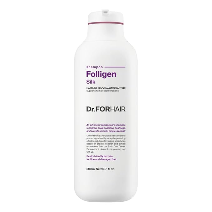 Dr.FORHAIR Folligen Silk Shampoo 500 ml/16.9 fl. oz. | Damaged Scalp And Hair Care | Hair Strengthening | Protein care | Smooths and Softens Rough Hair | Hypoallergenic-FemmiqueWomen