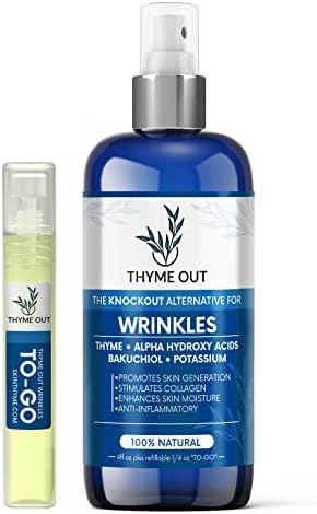 All Natural Anti-Wrinkle Face Mist Spray with Thyme, Bakuchiol, AHA, Beta Carotene and Potassium - Fights Wrinkles, Fine Lines, Inflammation, and Dryness While Boosting Collagen (4 oz)-FemmiqueWomen