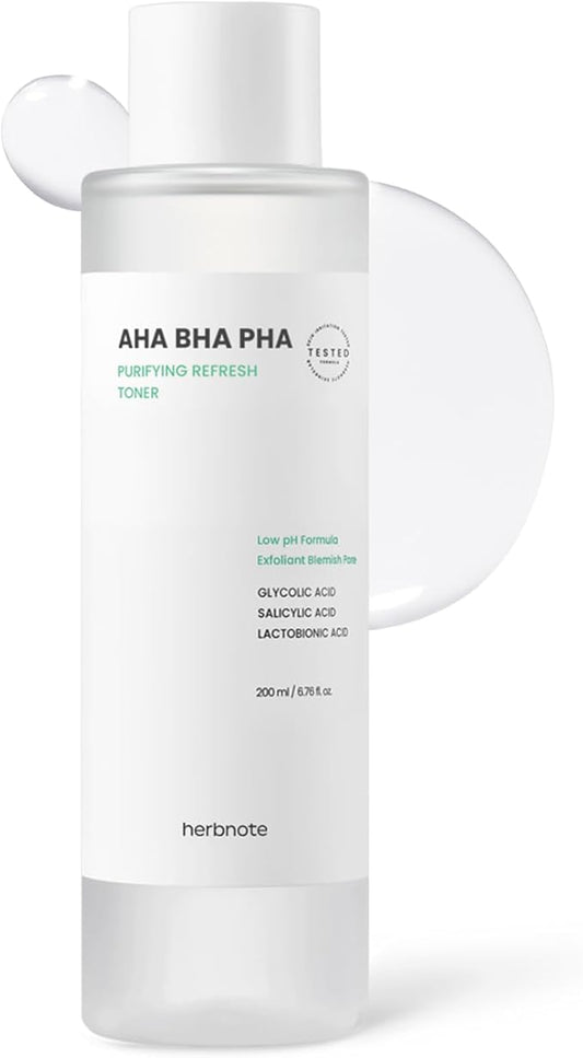 AHA BHA PHA Purifying Refresh Toner - Skin Trouble Eraser, Immediate Exfoliation & Sebum Removal - Contains Niacinamide for Breakouts - Removes Blocked Sebum & Dead Skin Cells, 6.76 f l. oz-FemmiqueWomen