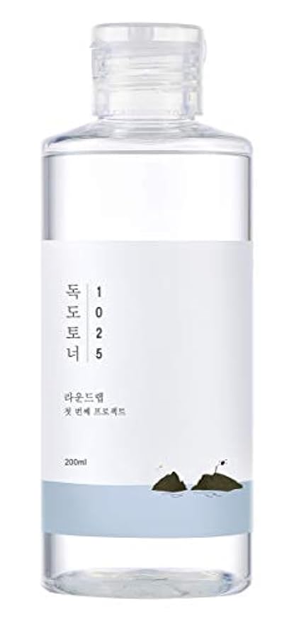ROUND LAB 1025 Dokdo Toner 6.76 Fl Oz, Oil Control and Reduces Excess Sebum, Gentle Exfoliating Facial Toner, Deep Sea Water for Moisturization, Soft Finish Without Stickiness, Korean Skin Care-FemmiqueWomen