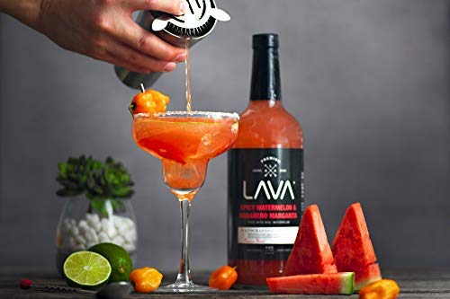 (3 Pack) LAVA Premium Spicy Watermelon Habanero Margarita Mix, Cold-Pressed Organic Watermelon, Agave, Habanero, No Artificial Sweeteners, Lots of Flavor, Ready to Use, 1-Liter (33.8oz) Glass-FemmiqueWomen