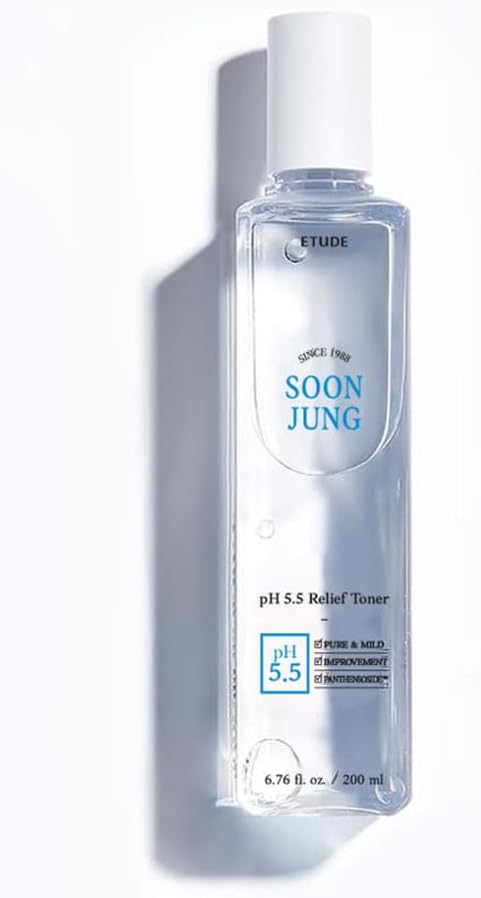 ETUDE SoonJung pH5.5 Relief Toner, Toner for Face, Hydrating Toner for Sensitive Skin, Vegan Face Toner, Panthenol, Madecassoside, Moisturizer, Korean Skin Care, Korean Toner, Beauty (6.76 Fl Oz)-FemmiqueWomen