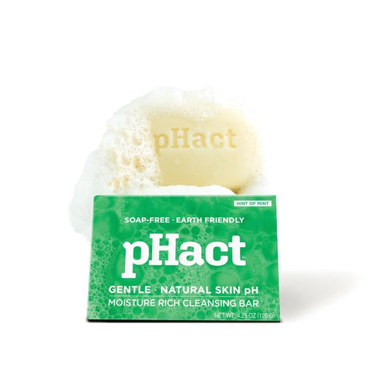 ANDREW LESSMAN pHact Moisture-Rich, Soap-Free Cleansing Bar Hint of Mint. Natural Skin pH. All Skin Types - Even Sensitive Skin. Hypoallergenic. Dermatologist Tested. 6 Pack 4.25 oz each-FemmiqueWomen