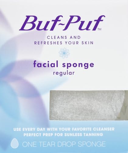 Buf-Puf Regular Facial Sponge, Dermatologist Developed, Removes Deep Down Dirt & Makeup that Causes Breakouts and Blackheads, Reusable, Exfoliating, White, 1 Count (Pack of 2)-FemmiqueWomen