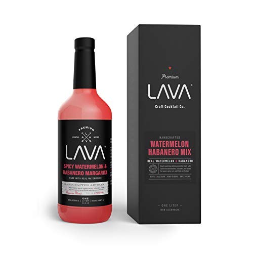 (3 Pack) LAVA Premium Spicy Watermelon Habanero Margarita Mix, Cold-Pressed Organic Watermelon, Agave, Habanero, No Artificial Sweeteners, Lots of Flavor, Ready to Use, 1-Liter (33.8oz) Glass-FemmiqueWomen