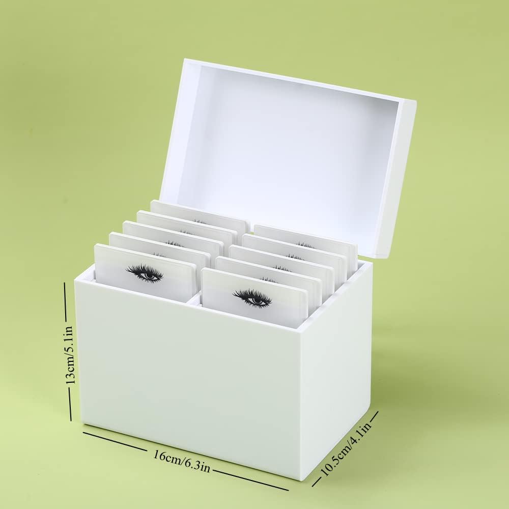 10 Layers Acrylic Eyelash Storage Box, Makeup Eyelashes Extension Close-Packed Display with 10 Pallets, Grafting False Eyelashes Glue Pallet Holder Display Organizer (White)-FemmiqueWomen