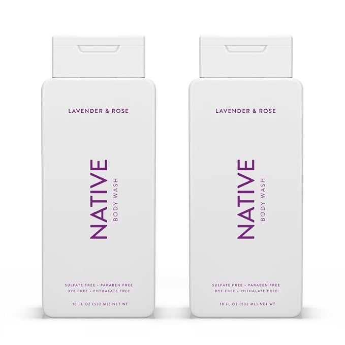 Native Body Wash Contains Naturally Derived Ingredients | For Women & Men, Sulfate, Paraben, & Dye Free Leaving Skin Soft and Hydrated | Lavender & Rose 18 oz - 2 Pk-FemmiqueWomen
