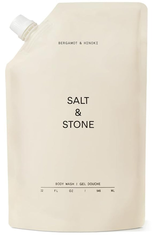 Salt & Stone Body Wash with Antioxidants for Deep Moisture | For Women & Men, Sulfate, Paraben, & Dye Free, Leaving Skin Soft and Hydrated | Bergamot & Hinoki 32 fl oz-FemmiqueWomen