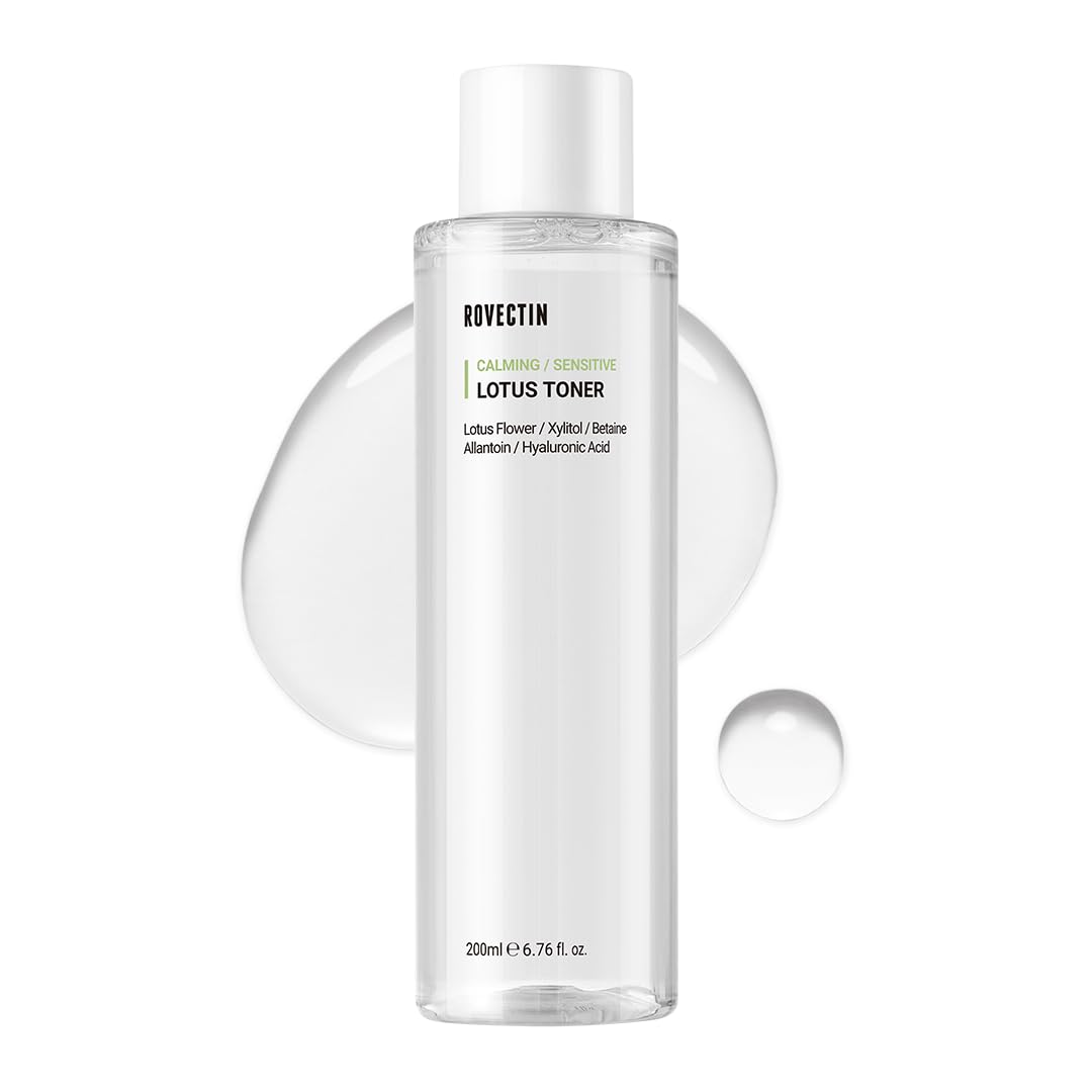 ROVECTIN Calming Lotus Water Toner - pH4.7 Extra Soothing and Hydrating for Trouble Care | 40% Lotus Flower Extract for Purifying | Hyaluronic Acid, Alcohol-Free, Vegan, K-Beauty (6.76 fl. oz, 200ml)-FemmiqueWomen