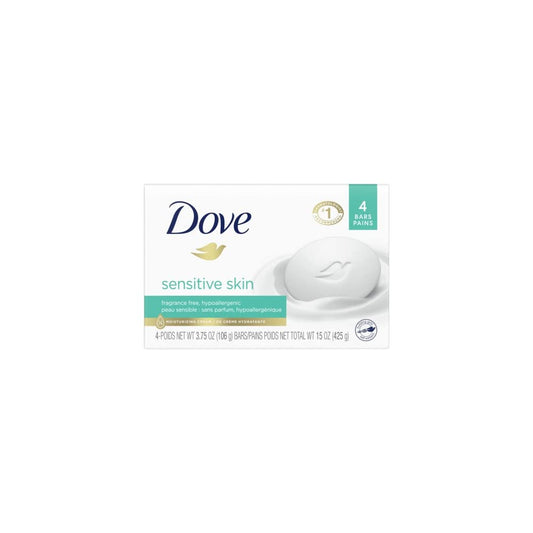 Dove Beauty Bar Soap Sensitive, 24 Bars for Sensitive Skin, Fragrance Free and Hypoallergenic 3.75 oz-FemmiqueWomen