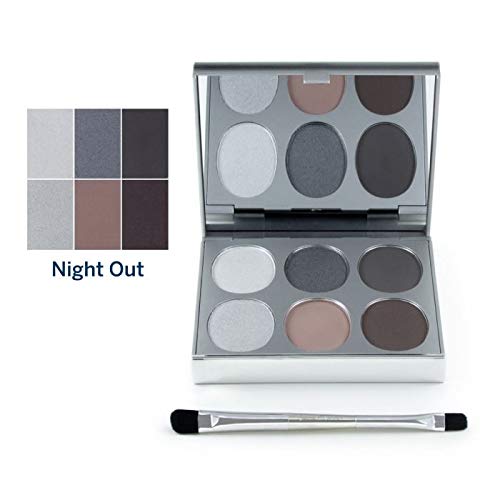 Jerome Alexander New Again Eyeshadow Palette & Brush, 6 Buildable & Blendable Micronized Powder Shades (Night Out)-FemmiqueWomen
