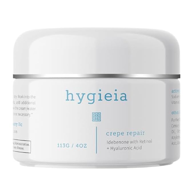 Hygieia Crepey Skin Liposomal Repair Cream – Anti-Aging Crepe Corrector Lotion for Loose Skin (Arms, Neck & Body) & Wrinkles – Retinol & Hyaluronic Acid Firming Cream with Idebenone – Made in USA, 4oz-FemmiqueWomen