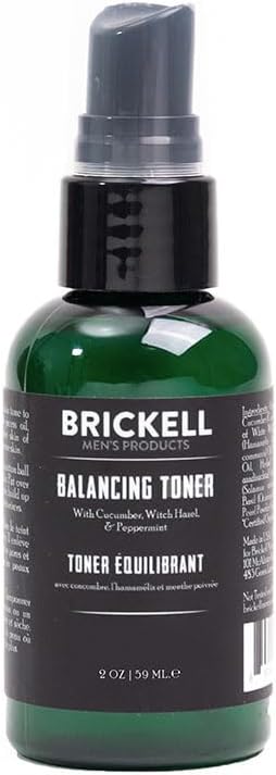 Brickell Men's Balancing Toner for Men, Natural and Organic Alcohol-Free Cucumber, Mint Facial Toner with Witch Hazel, 2 Ounce, Scented-FemmiqueWomen