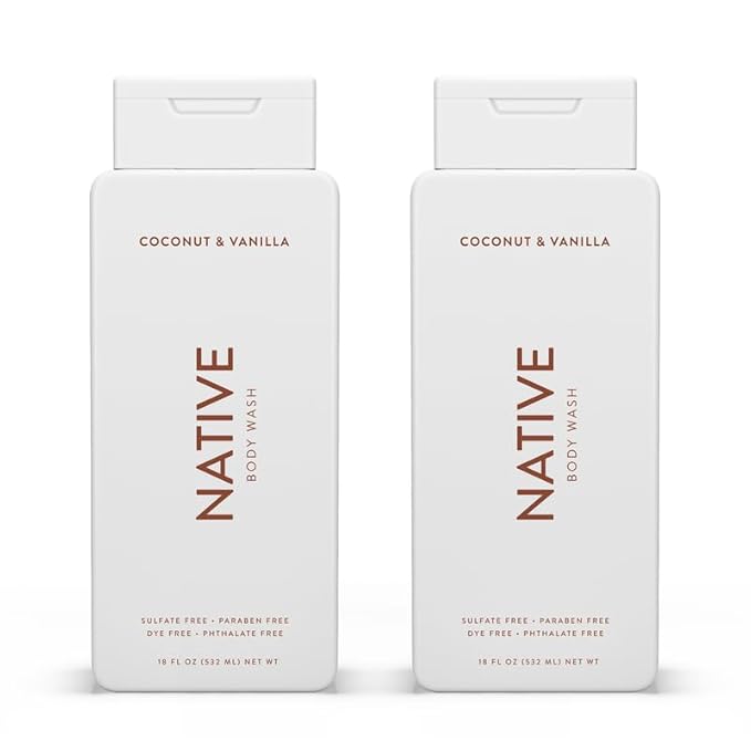 Native Body Wash Contains Naturally Derived Ingredients | For Women & Men, Sulfate, Paraben, & Dye Free Leaving Skin Soft and Hydrated | Coconut & Vanilla 18 oz - 2 Pk-FemmiqueWomen