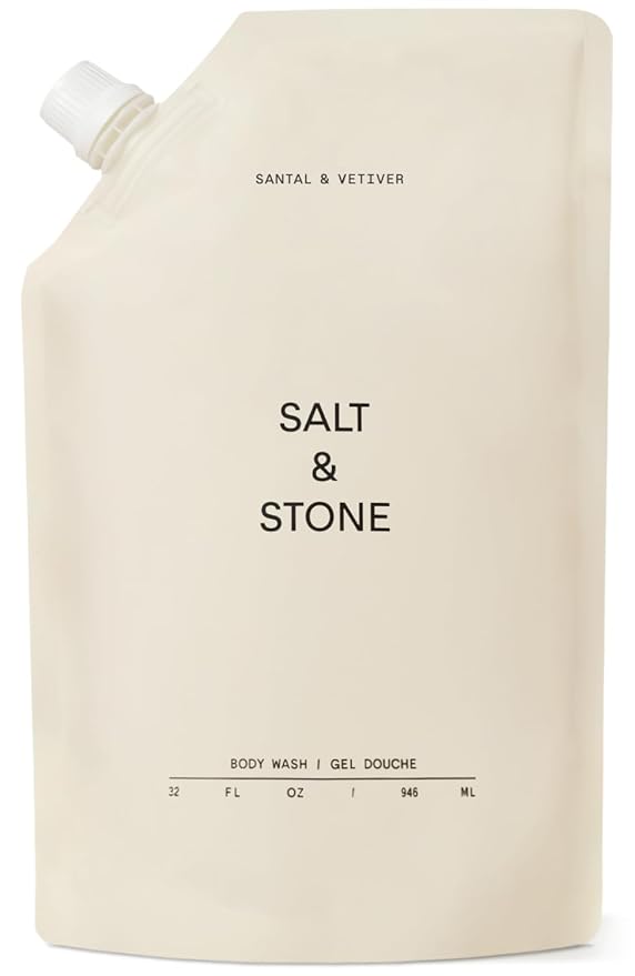 Salt & Stone Body Wash with Antioxidants for Deep Moisture | For Women & Men, Sulfate, Paraben, & Dye Free, Leaving Skin Soft and Hydrated | Santal & Vetiver 32 fl oz-FemmiqueWomen