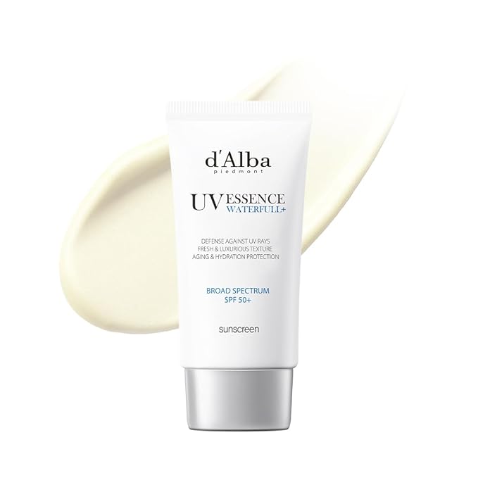 d'alba Piedmont Italian White Truffle Waterfull Essence Sunscreen, Vegan Skincare, Lightweight Sunscreen with BROAD SPECTRUM SPF 50+, Glowy, Safe for all Skin Types, Korean Skin Care (1.69 fl. oz)-FemmiqueWomen
