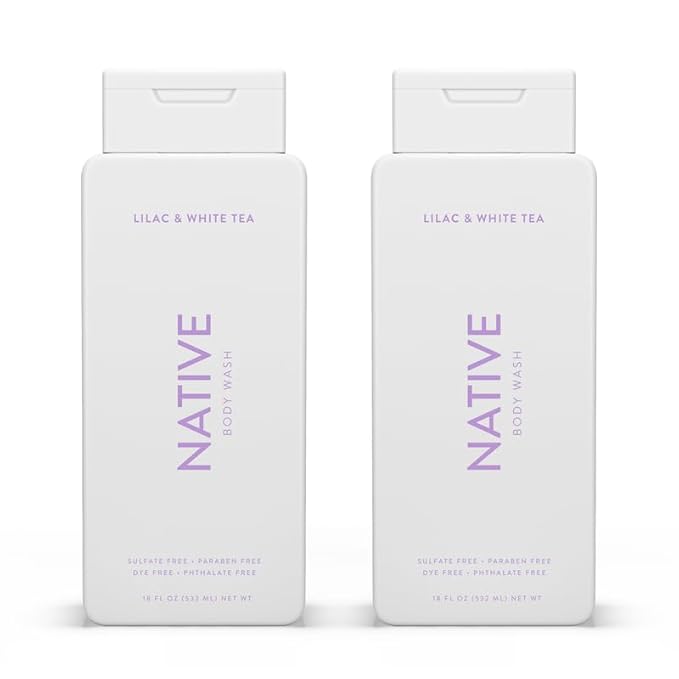 Native Body Wash Contains Naturally Derived Ingredients | For Women & Men, Sulfate, Paraben, & Dye Free Leaving Skin Soft and Hydrating | Lilac & White Tea 18 oz - 2 Pk-FemmiqueWomen