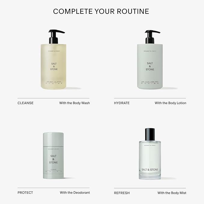 Salt & Stone Body Lotion for Women & Men| Scented Daily Body Lotion | Hydrates, Nourishes & Softens Skin | Restores Dry Skin | Fast-Absorbing | Cruelty-Free & Vegan (450 ml) (Bergamot & Hinoki)-FemmiqueWomen