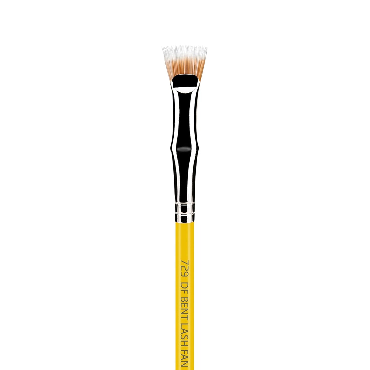 Bdellium Tools Professional Makeup Brush - Studio Series 729 Duo Fiber Bent Mascara Fan - With Soft Synthetic Fibers, For Applying Mascara (Yellow, 1pc)-FemmiqueWomen