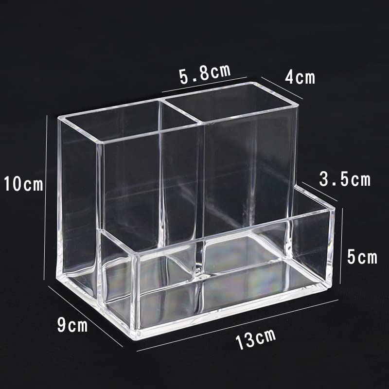 Acrylic Makeup Organizer Cosmetic Storage Makeup Display Case Makeup Brush Holder Lipstick Dispenser Canister Bathroom Container (5.1 x 3.5 x 3.9 in, 3 Partitions, Transparent)-FemmiqueWomen