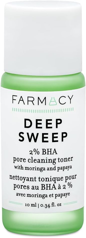 Farmacy 2% Salicylic Acid Toner for Face - Deep Sweep Gentle BHA Exfoliant for Oily Skin - Refines Texture with Papaya Enzymes & Moringa Water for a Healthy-Looking Complexion (10ml)-FemmiqueWomen