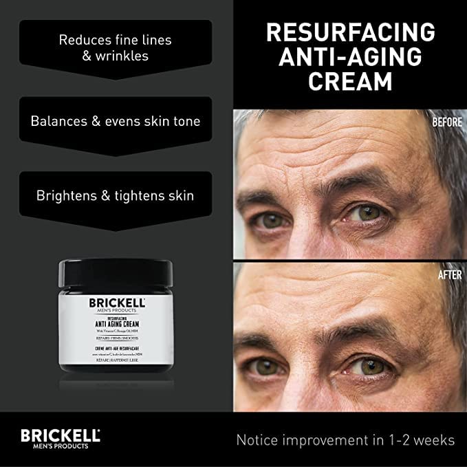 Brickell Men's Products Resurfacing Anti-Aging Face Cream For Men, Natural and Organic Face Moisturizer, Vitamin C Cream For Wrinkles, 2 Ounce, Scented-FemmiqueWomen
