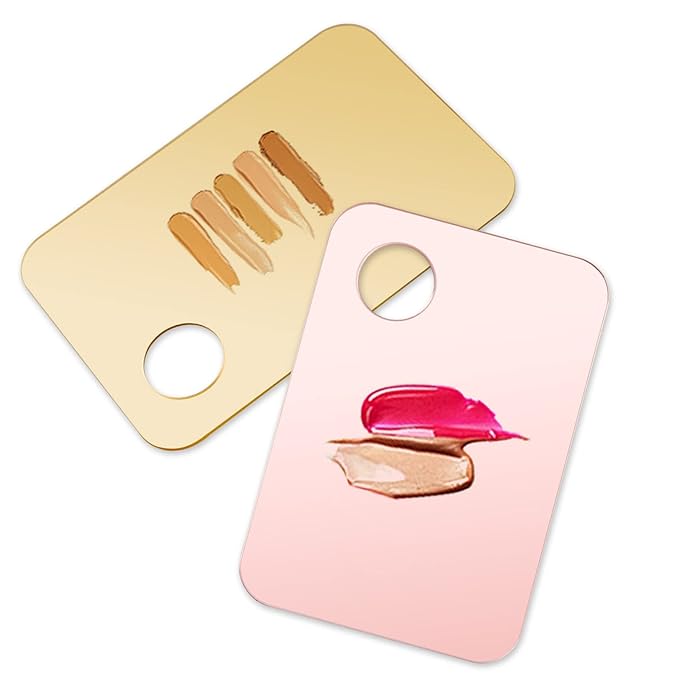 1 Pc Acrylic Cosmetic Makeup Palette with Makeup Spatula Tool Makeup Mixing Tray Apply for Foundation Eye Shadow Lipsticks Nail Art Beauty Salon (Rose gold)-FemmiqueWomen