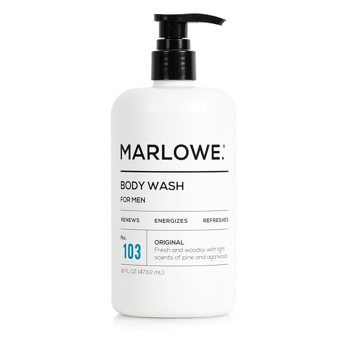 MARLOWE. No. 103 Body Wash 16 oz Pump, Original, Energizing & Refreshing Shower Gel with Willow Bark & Green Tea Extracts, Cleanses, Moisturizes, Smooths & Nourishes, Fresh Pine & Agarwood Scent-FemmiqueWomen
