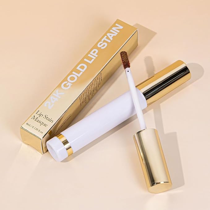 2Pcs 2025 New 24K Gold Liquid Lip Gloss Peel Off Lip Stain Tattoo with Tweezer, Lips Stain Peel Off Masque, Long Lasting Waterproof Lip Tint Stain, Transfer-proof for All Skin Types 01#+02#-FemmiqueWomen