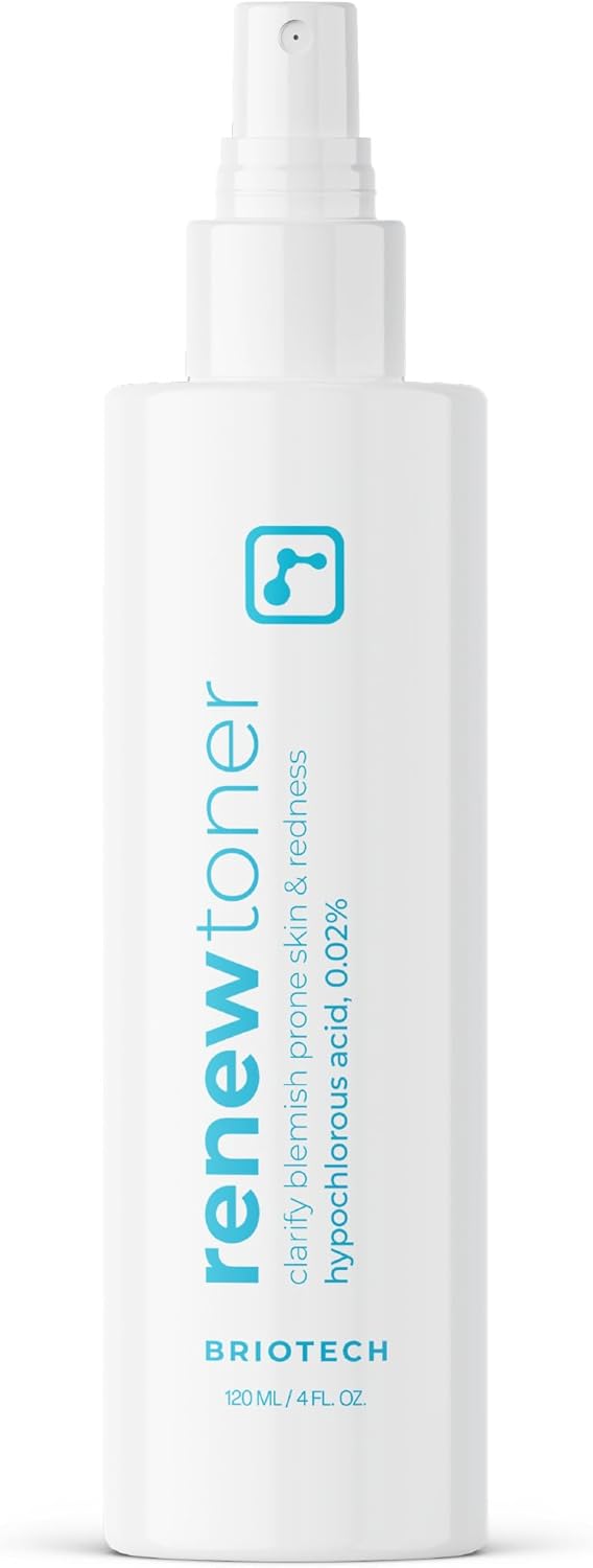 BRIOTECH Renew Toner, Hypochlorous Acid Spray, Minimize Appearance of Blemishes, Soothing Facial Mist for Sensitive Skin, Calm Redness & Bumps, Vegan, 4 fl oz-FemmiqueWomen