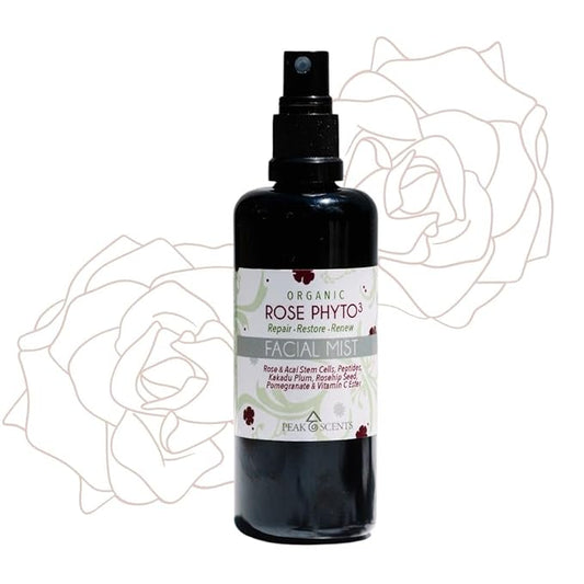 Organic & Vegan Rose Phyto³ Water Facial Spray - Moisturizing Face Mist & Setting Spray, Soothing, Hydrating Mist Rose Water For Face - Great for Facial Massaging (4 oz)-FemmiqueWomen