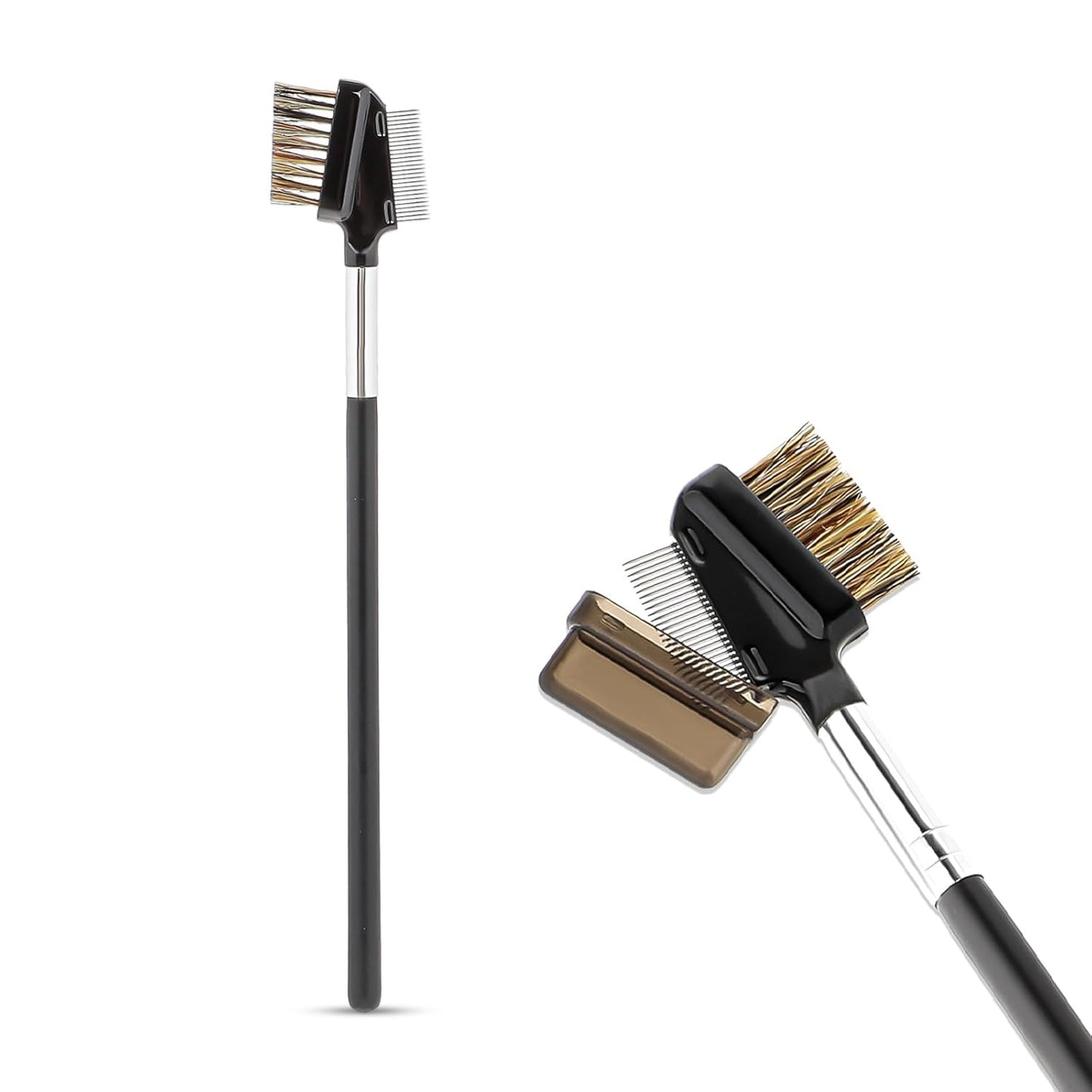 1 Pcs Eyebrow Brush, Metal Eyelash Comb, Resuable Dual Eyebrow Comb, Eye Brow Makeup Brush Eye Lash Comb for Eyelashes Extension (Bristles)-FemmiqueWomen