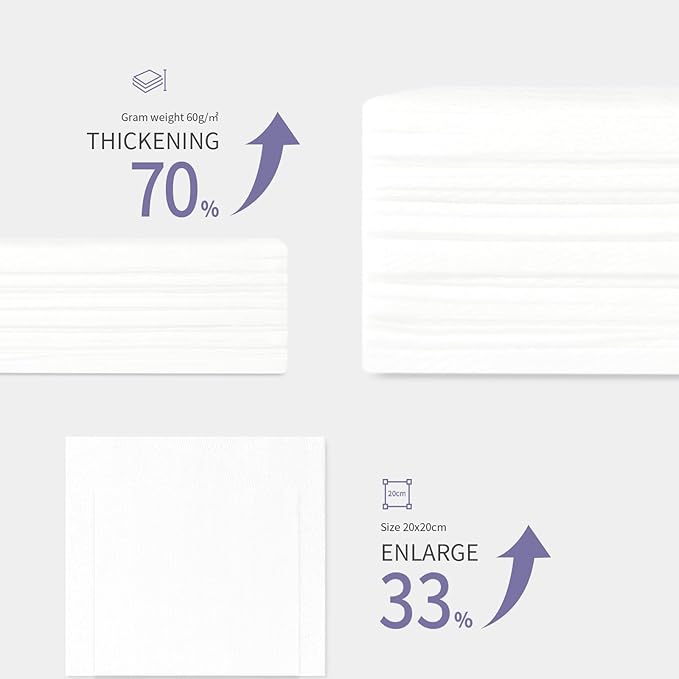 Disposable Face Towel XL Facial Wipes - Organic Vegan Biodegradable Face Towels,Ultra Soft Thick Wash Cloths for Adults and Baby, 100% Cotton Dry Wipes for Washing and Drying-FemmiqueWomen