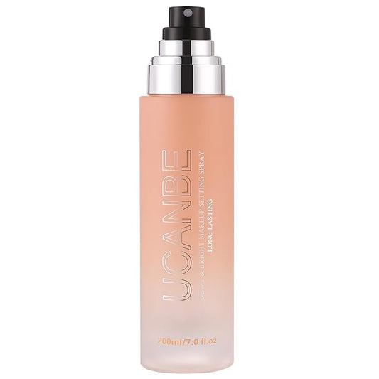 UCANBE Dewy Makeup Setting Spray, Moisturizing Finishing Spray Long Lasting Face Mist, Lightweight Hydrate Make Up Spray for Natural Glow, 7 Fl Oz Large Size-FemmiqueWomen