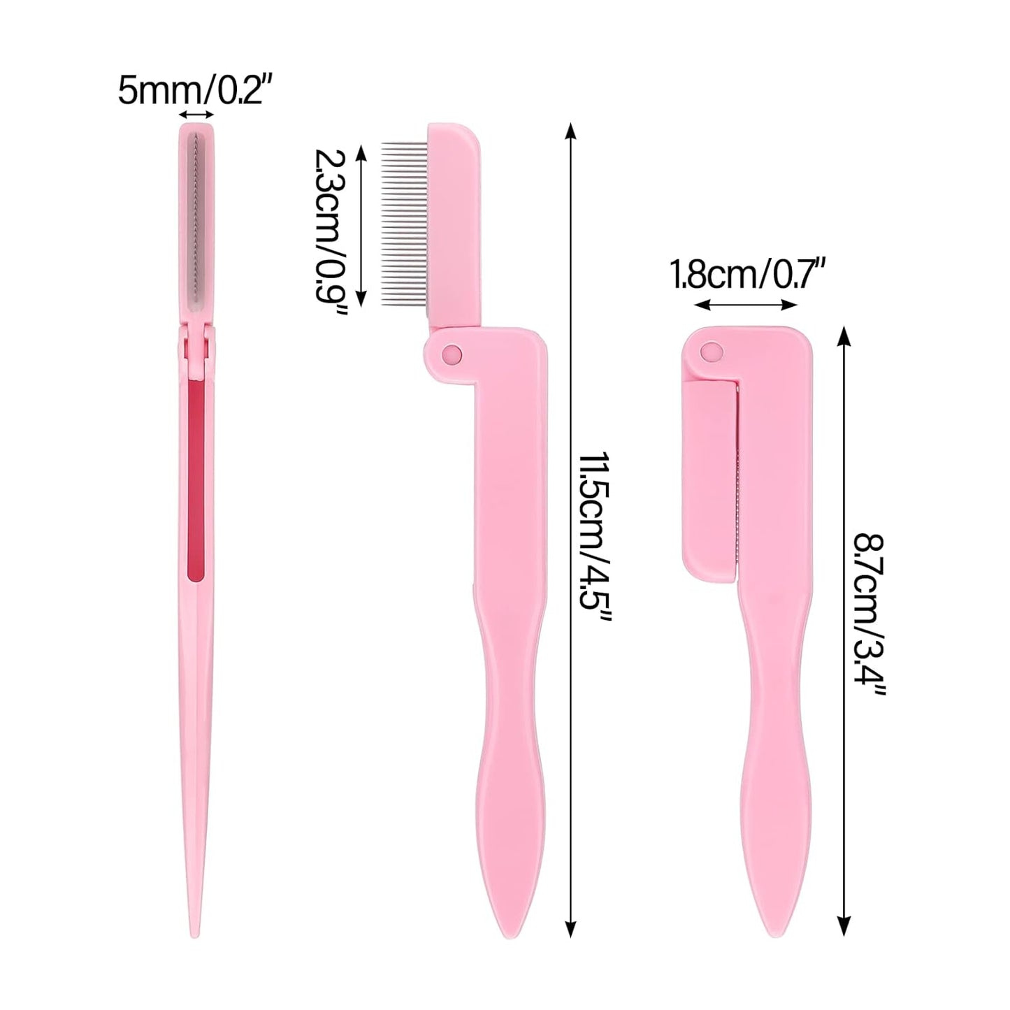 G2PLUS 2PCS Folding Eyelash Comb, Eyelash Separator Tool, Pink Eyebrow Comb Metal Teeth, Eyelash Brush Tool for Lash & Brow-FemmiqueWomen