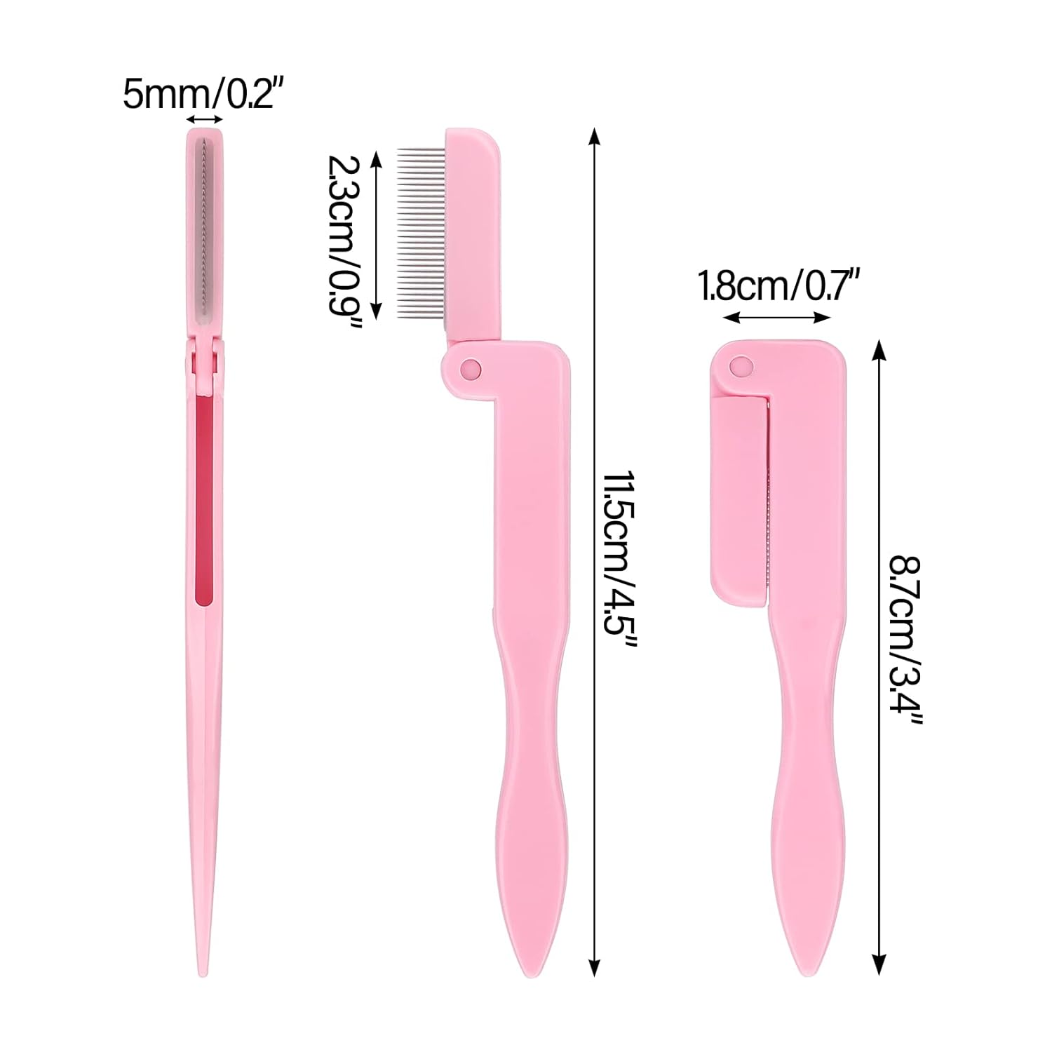 G2PLUS 2PCS Folding Eyelash Comb, Eyelash Separator Tool, Pink Eyebrow Comb Metal Teeth, Eyelash Brush Tool for Lash & Brow-FemmiqueWomen