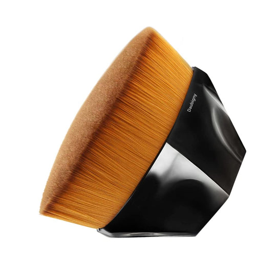 Foundation Makeup Brush Flat Top Kabuki Hexagon Face Blush Liquid Powder Foundation Brush for Blending Liquid, Cream or Flawless Powder Cosmetics with Bonus Protective Case (Black)-FemmiqueWomen