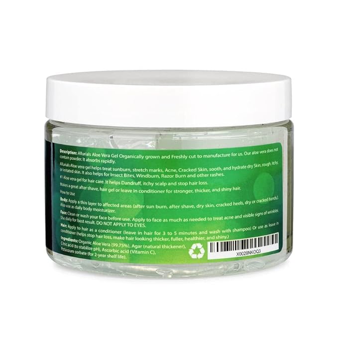100% Pure & Organic Aloe Vera Gel, Clinically tested & Dermatologist approved, Hydrates & Heals Dry & Damaged Skin & Hair- 12 Oz-FemmiqueWomen