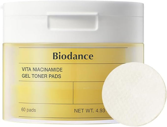 Biodance Vita Niacinamide Gel Toner Pads, Dark Spot Corrector, Evening Skin Tone, Hydrating for Sensitive Skin, Gentle Exfoliating Toner Pads, Korean Skincareㅣ4.93 fl.oz.(140g)*60Pads-FemmiqueWomen