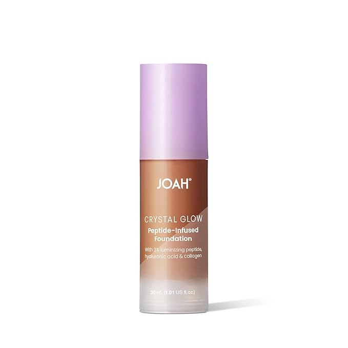 JOAH Peptide Infused Foundation, 2-1 Korean Face Makeup with Blurring Face Primer, Luminizer, Hydration & Skin Defense for a Lightweight Finish, Buildable Medium Coverage, 1.01 Oz, Deep Warm-FemmiqueWomen