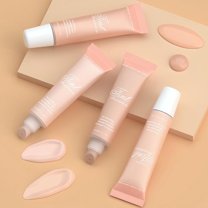 2 Pack Liquid Foundation Cream with Foundation Brush for Face Makeup,Durable Full Coverage Matte Concealer Make Up,Oil Control & Waterproof Base Primer -1 Fl.Oz (#02)-FemmiqueWomen