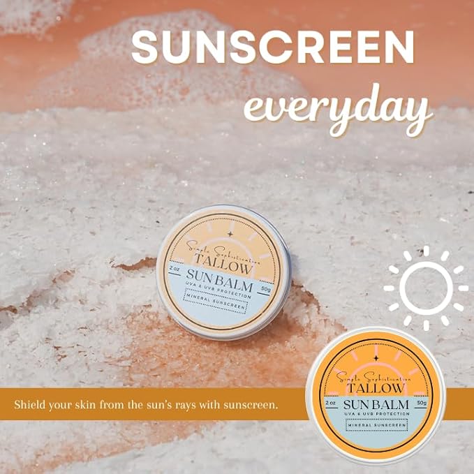 Tallow Sun Balm, tinted - with grassfed tallow, castor oil, zinc oxide | Mineral Sunscreen | Natural, Clean, Organic | Reef Safe, Ocean Friendly | Spf 30 - suitable for sensitive skin (2 oz) (Fair)-FemmiqueWomen