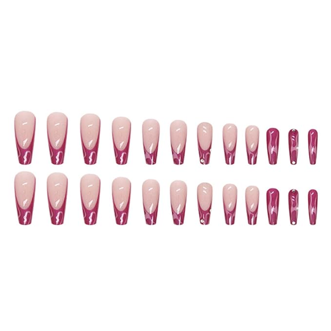 Long Coffin False Nails French Press on Nails Galaxy Nails Tips Acrylic Reusable Fake Nails for Women and Girls 24Pcs