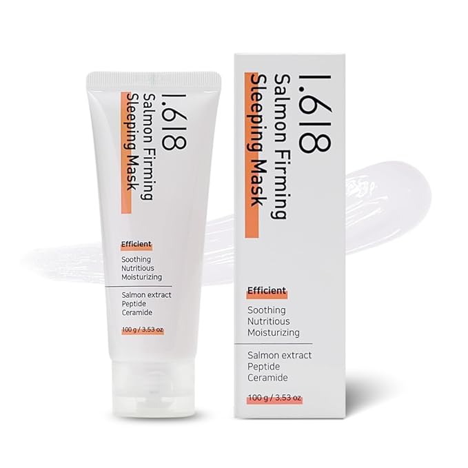 1.618 Salmon Firming Sleeping Mask with Ceramides & Hyaluronic Acid – Hydrating, Soothing, Anti-Wrinkle Overnight Face Mask for Dry & Sensitive Skin | Fragrance-Free | K-Beauty | 3.53oz-FemmiqueWomen