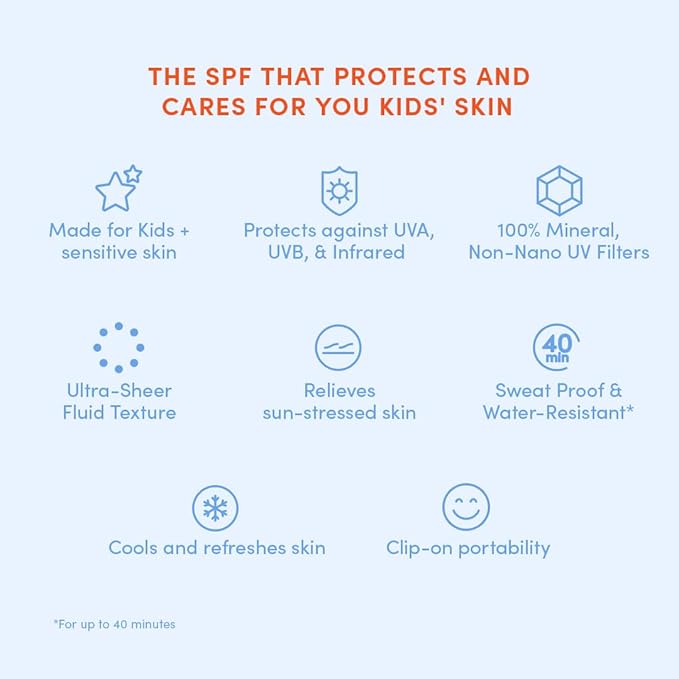 Evereden SPF50 Fluid Silk Mineral Kids Sunscreen: Clean Cooling Non-Nano UVA, UVB, & IR Protection for Sensitive Skin - Sheer, Lightweight, & Waterproof for Up to 40 Mins - Beach Day Toddler Sunscreen-FemmiqueWomen
